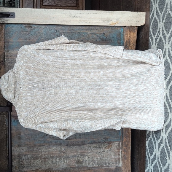 NWT Love Stitch Knitted Draped Lapel Open Cardigan in Tan / White - One Size - Picture 6 of 7